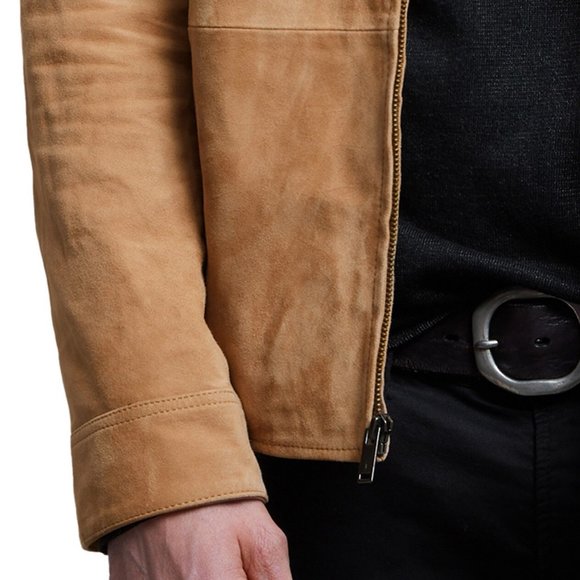 John Varvatos Collection Men's Milo Suede Zip Front Shirt Jacket Clay Brown - Picture 5 of 7